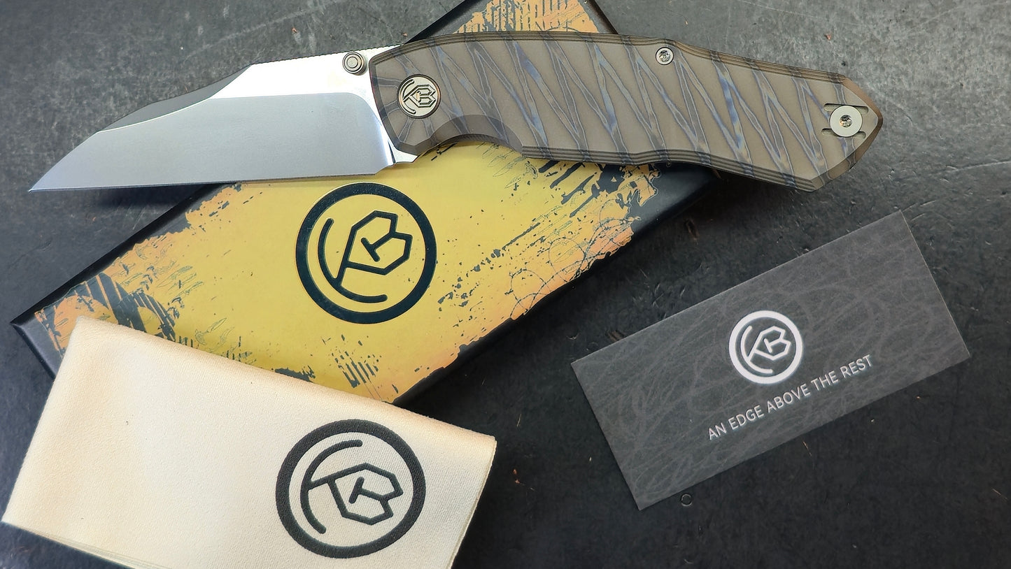 KB Mantra Folding Knife Flame Ano Titanium Handle M390