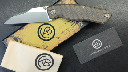 KB Mantra Folding Knife Flame Ano Titanium Handle M390