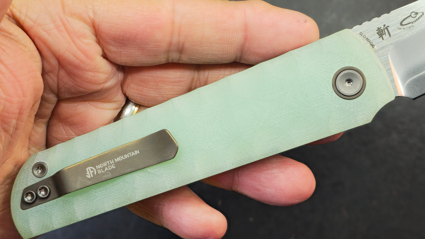 North Mountain Kickstop Chop Black / Jade / Snake G10 Handle SLD-Magic Tanto