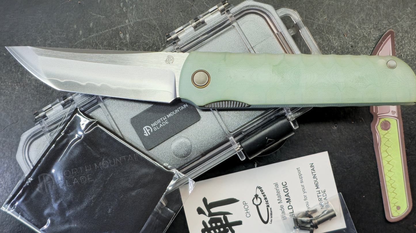 North Mountain Kickstop Chop Black / Jade / Snake G10 Handle SLD-Magic Tanto