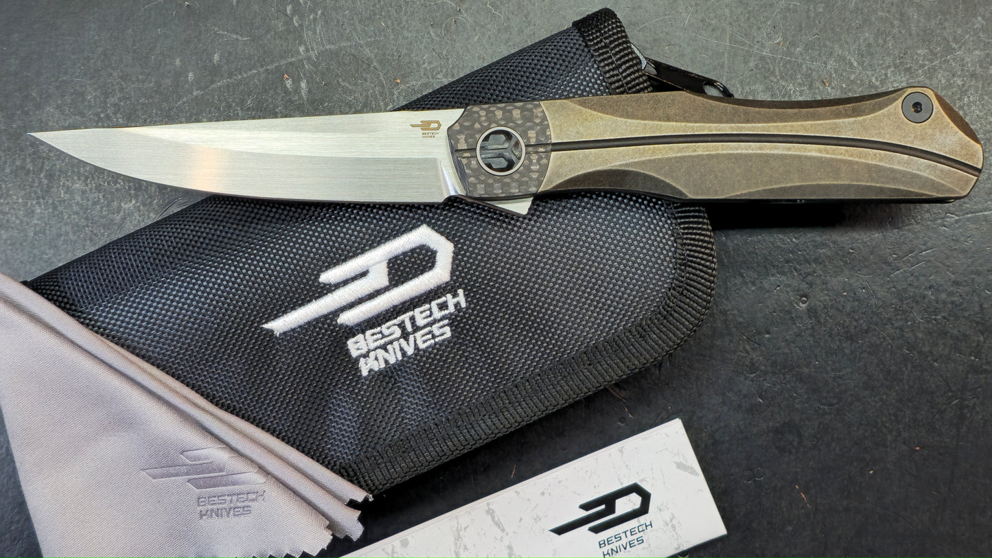 BESTECH THYRA BT2106B Titanium+Carbon Fiber Inlay Handle: 3.56" M390 Blade