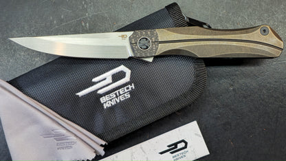 BESTECH THYRA BT2106B Titanium+Carbon Fiber Inlay Handle: 3.56" M390 Blade