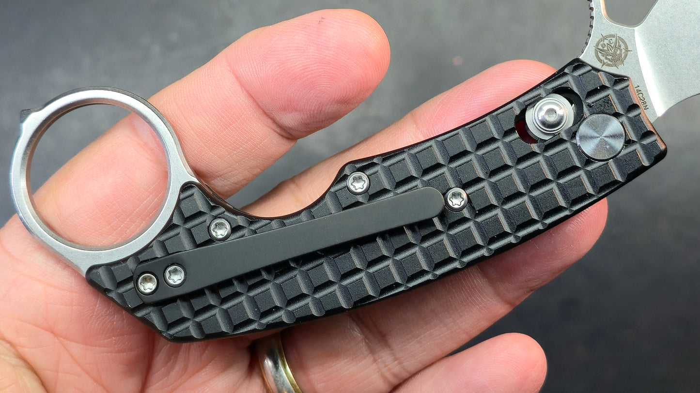 Ameight MK-2 Cross-bar Lock Pikal Knife Black PVD Aluminum Handle 14C28N