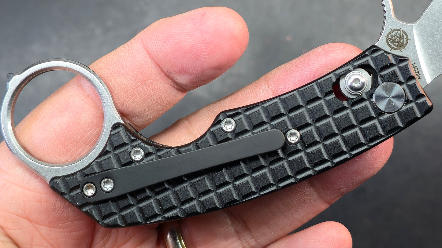 Ameight MK-2 Cross-bar Lock Pikal Knife Black PVD Aluminum Handle 14C28N
