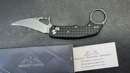 Ameight MK-2 Cross-bar Lock Pikal Knife Black PVD Aluminum Handle 14C28N