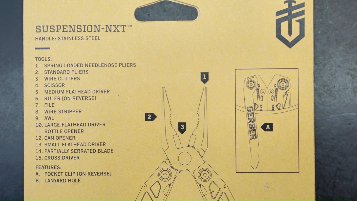 Gerber Gear Suspension-NXT 15-in-1 EDC Multi tool w/ Knife, Pliers and many other tools.