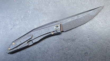 WEKNIFE Cybernetic Black Stonewashed Etched Titanium Handle CPM 20CV Blade