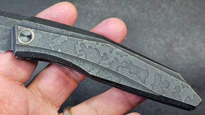 WEKNIFE Cybernetic Black Stonewashed Etched Titanium Handle CPM 20CV Blade