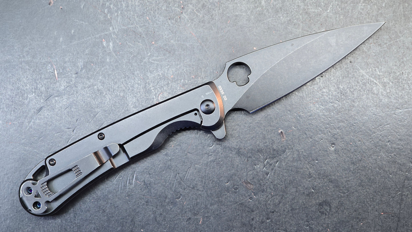 Daggerr Knives Zhalo Frame Lock Flipper Knife Black Steel 3.9" Black DLC D2