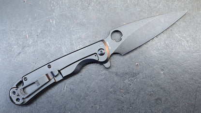 Daggerr Knives Zhalo Frame Lock Flipper Knife Black Steel 3.9" Black DLC D2
