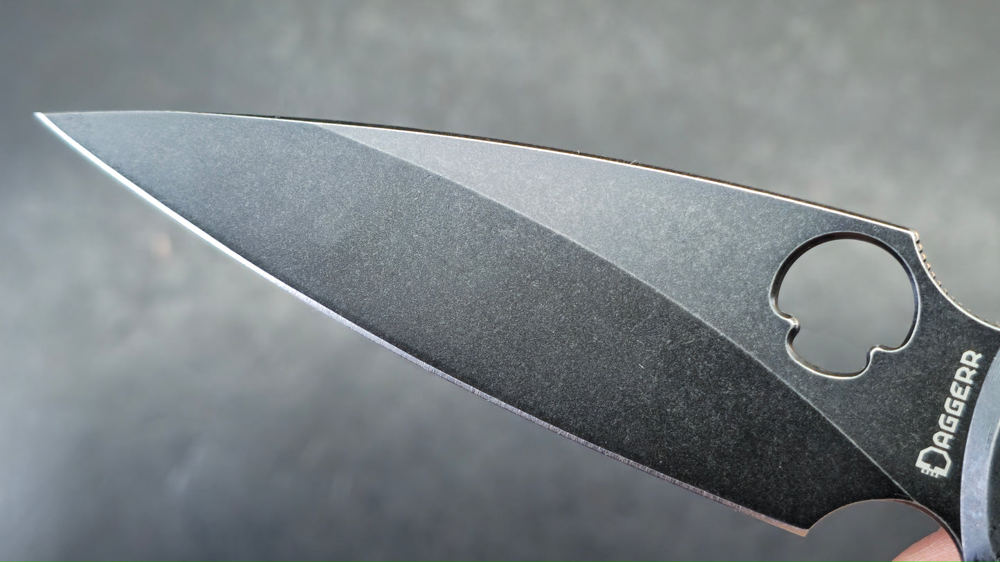 Daggerr Knives Zhalo Frame Lock Flipper Knife Black Steel 3.9" Black DLC D2