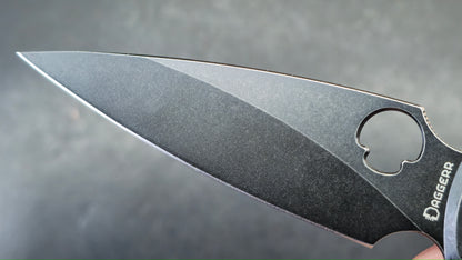 Daggerr Knives Zhalo Frame Lock Flipper Knife Black Steel 3.9" Black DLC D2