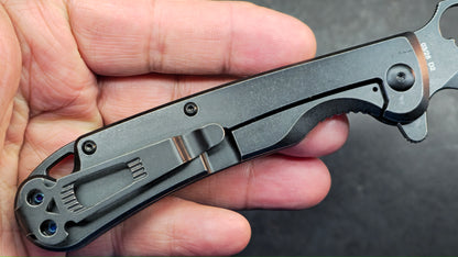 Daggerr Knives Zhalo Frame Lock Flipper Knife Black Steel 3.9" Black DLC D2