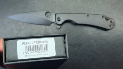Daggerr Knives Zhalo Frame Lock Flipper Knife Black Steel 3.9" Black DLC D2