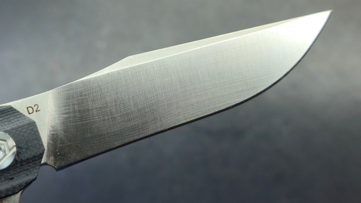 CH Knives 3505BK Linerlock Knife Black G10 D2