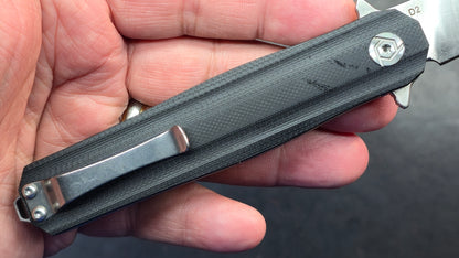 CH Knives 3505BK Linerlock Knife Black G10 D2