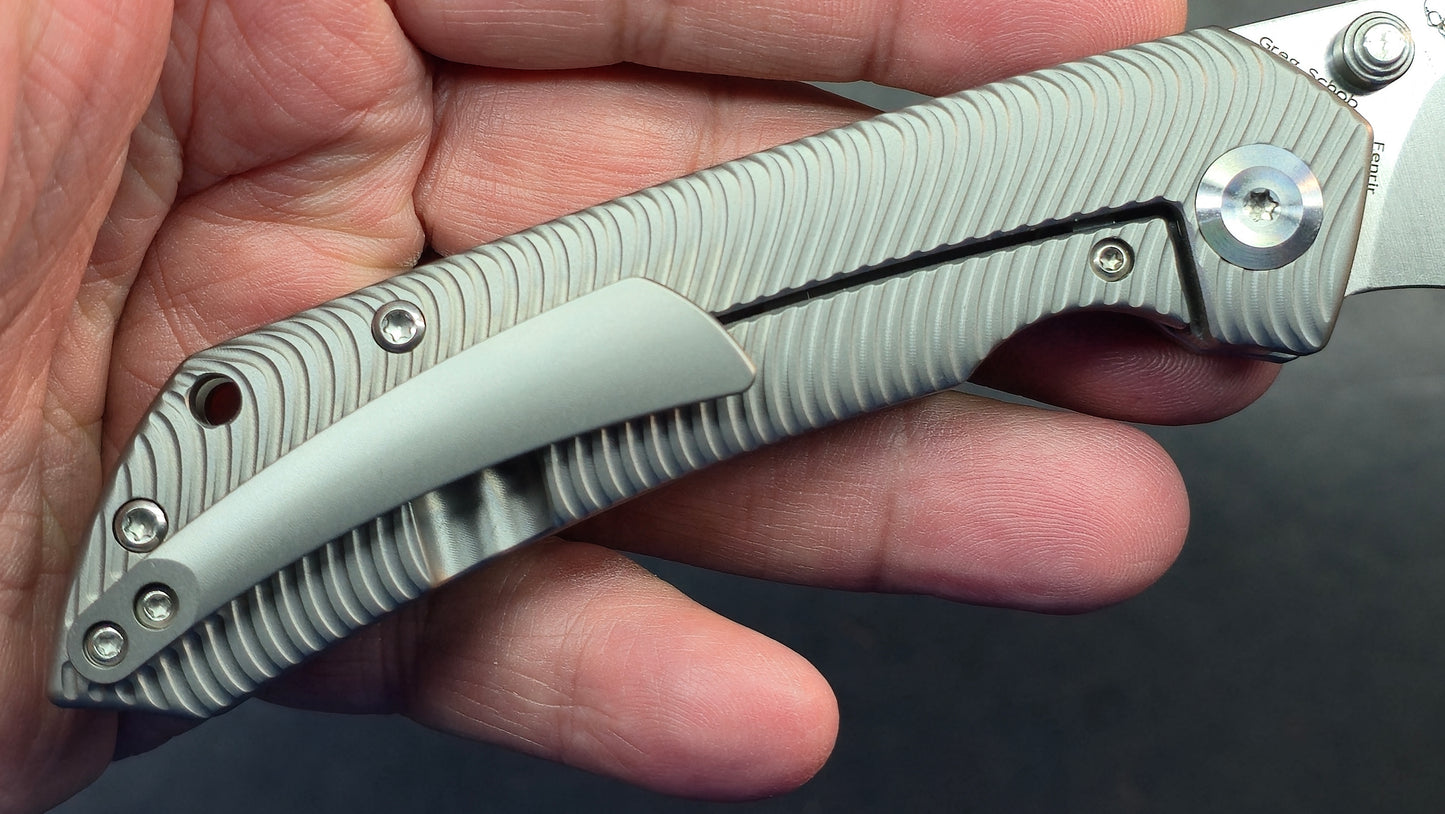 Kansept Fenrir Bead blast Micro Milled Water Ripple Texture Titanium S35VN (DISCOUNT IN CART)