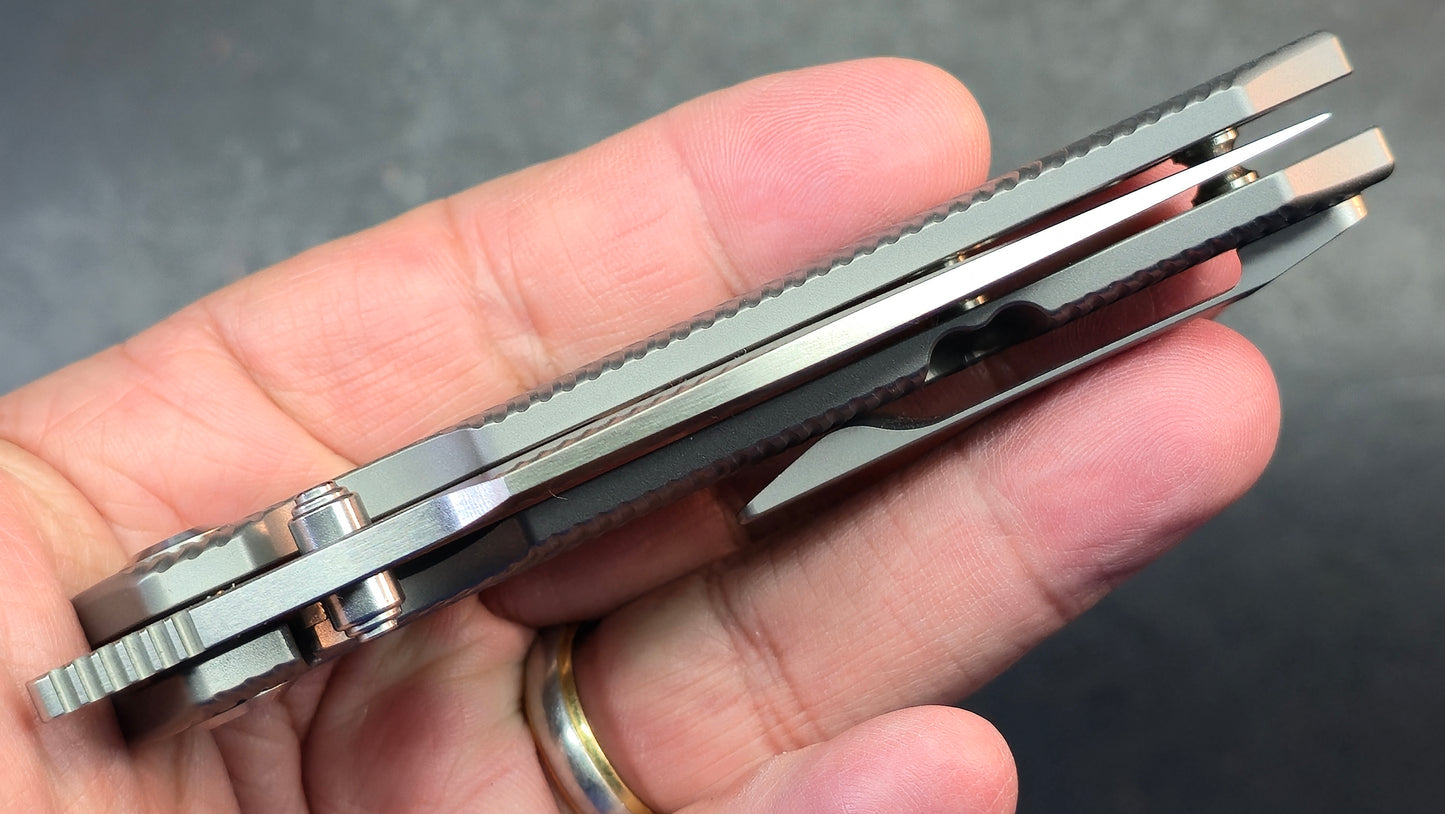 Kansept Fenrir Bead blast Micro Milled Water Ripple Texture Titanium S35VN (DISCOUNT IN CART)