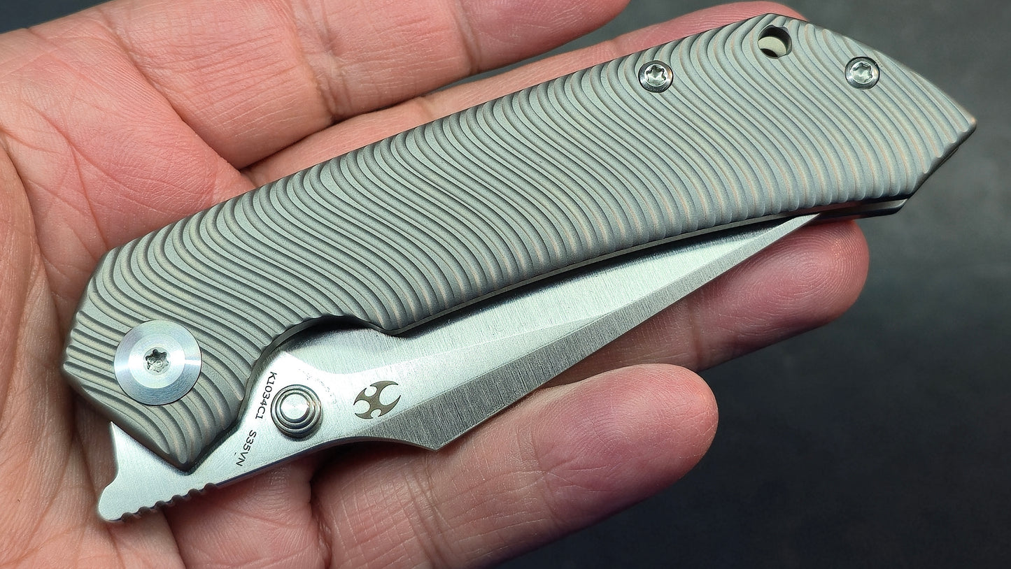 Kansept Fenrir Bead blast Micro Milled Water Ripple Texture Titanium S35VN (DISCOUNT IN CART)