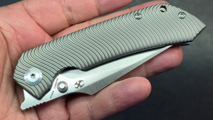 Kansept Fenrir Bead blast Micro Milled Water Ripple Texture Titanium S35VN (DISCOUNT IN CART)