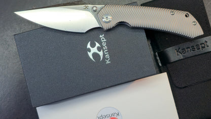 Kansept Fenrir Bead blast Micro Milled Water Ripple Texture Titanium S35VN (DISCOUNT IN CART)