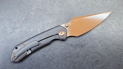 KANSEPT Fenrir Blackwash Titanium Micro Milled Water Ripple Texture Rose Gold CPM S35VN (DISCOUNT IN CART)