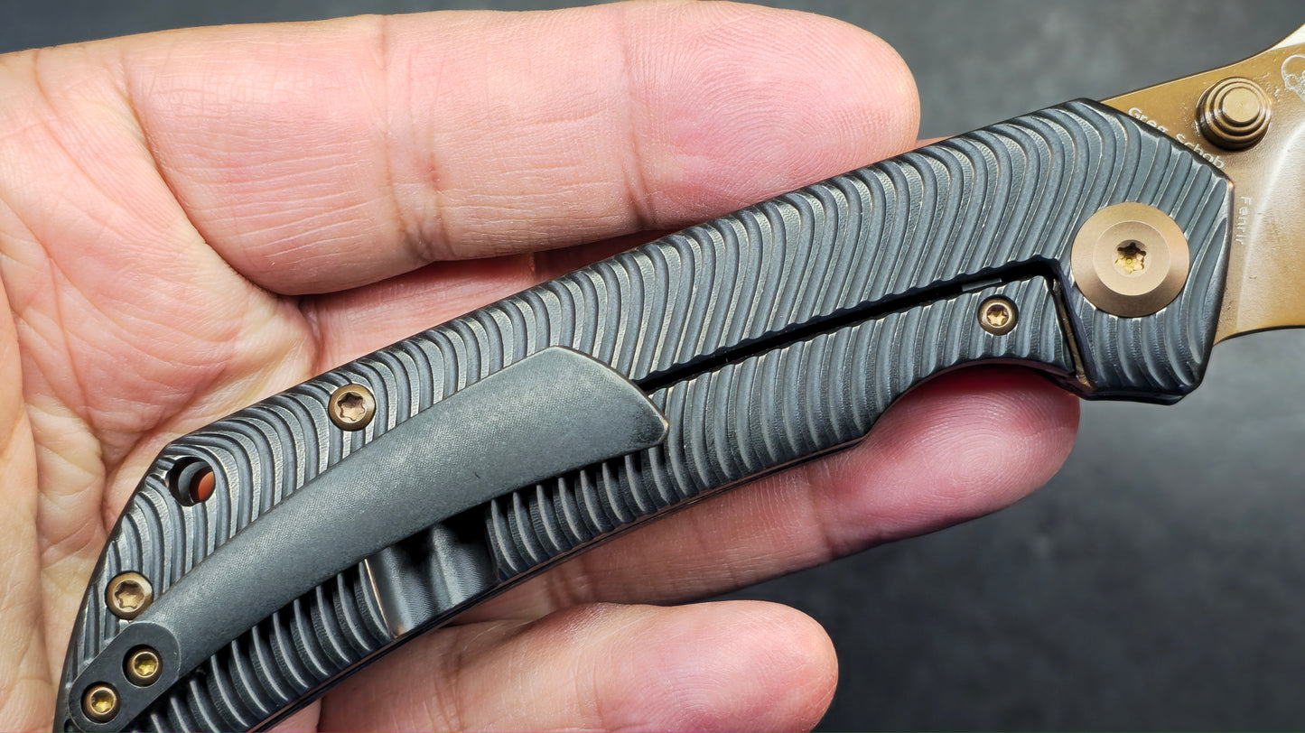 KANSEPT Fenrir Blackwash Titanium Micro Milled Water Ripple Texture Rose Gold CPM S35VN (DISCOUNT IN CART)