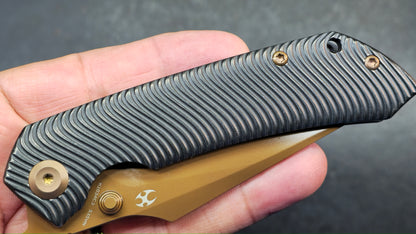 KANSEPT Fenrir Blackwash Titanium Micro Milled Water Ripple Texture Rose Gold CPM S35VN (DISCOUNT IN CART)