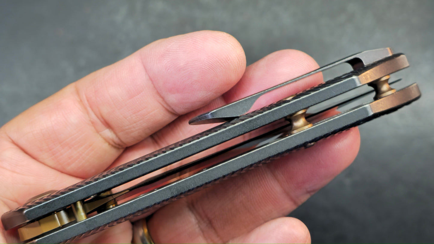 KANSEPT Fenrir Blackwash Titanium Micro Milled Water Ripple Texture Rose Gold CPM S35VN (DISCOUNT IN CART)