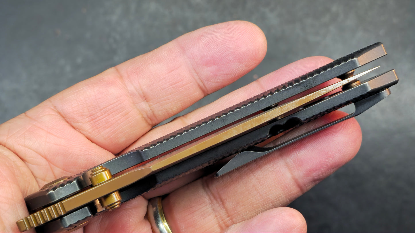 KANSEPT Fenrir Blackwash Titanium Micro Milled Water Ripple Texture Rose Gold CPM S35VN (DISCOUNT IN CART)