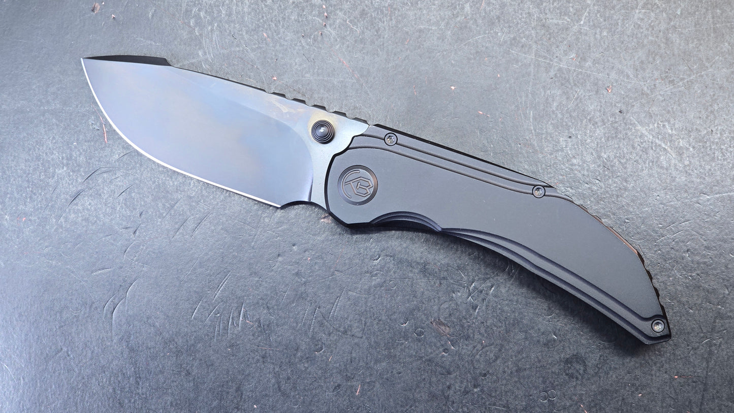 Kubey Snorri Framelock Black PVD Titanium Handle Black DLC M390 Blade