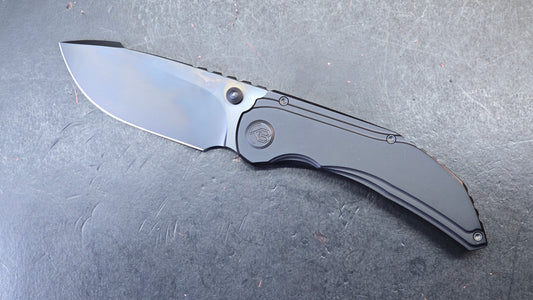 Kubey Snorri Framelock Black PVD Titanium Handle Black DLC M390 Blade