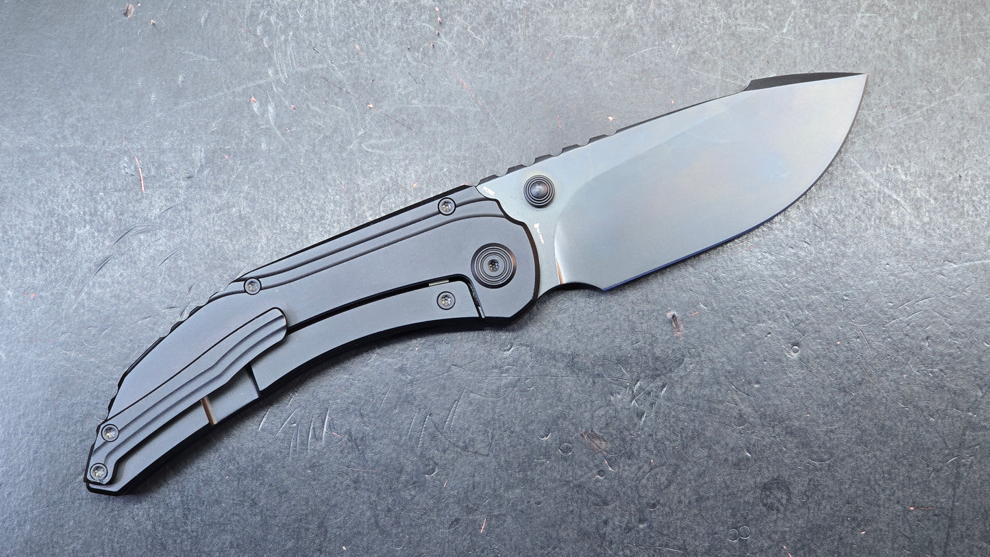 Kubey Snorri Framelock Black PVD Titanium Handle Black DLC M390 Blade