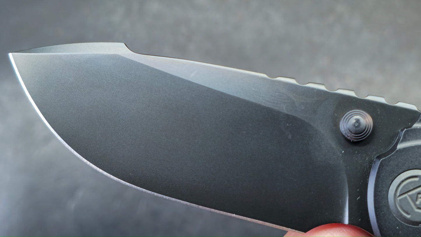 Kubey Snorri Framelock Black PVD Titanium Handle Black DLC M390 Blade