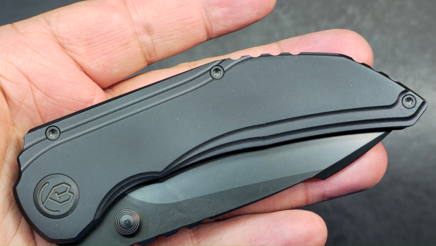 Kubey Snorri Framelock Black PVD Titanium Handle Black DLC M390 Blade