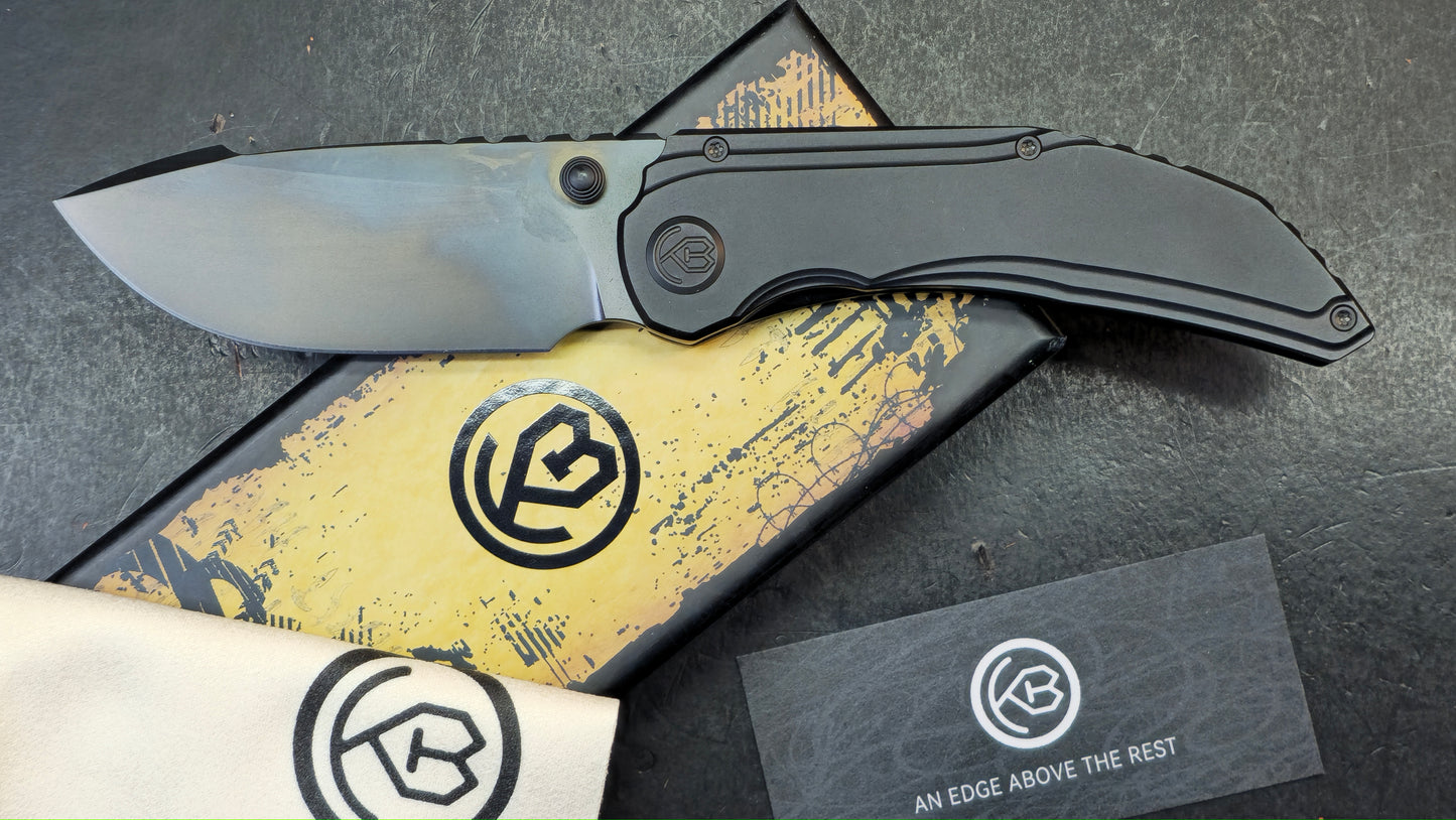 Kubey Snorri Framelock Black PVD Titanium Handle Black DLC M390 Blade