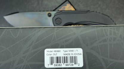 Kubey Snorri Framelock Black PVD Titanium Handle Black DLC M390 Blade