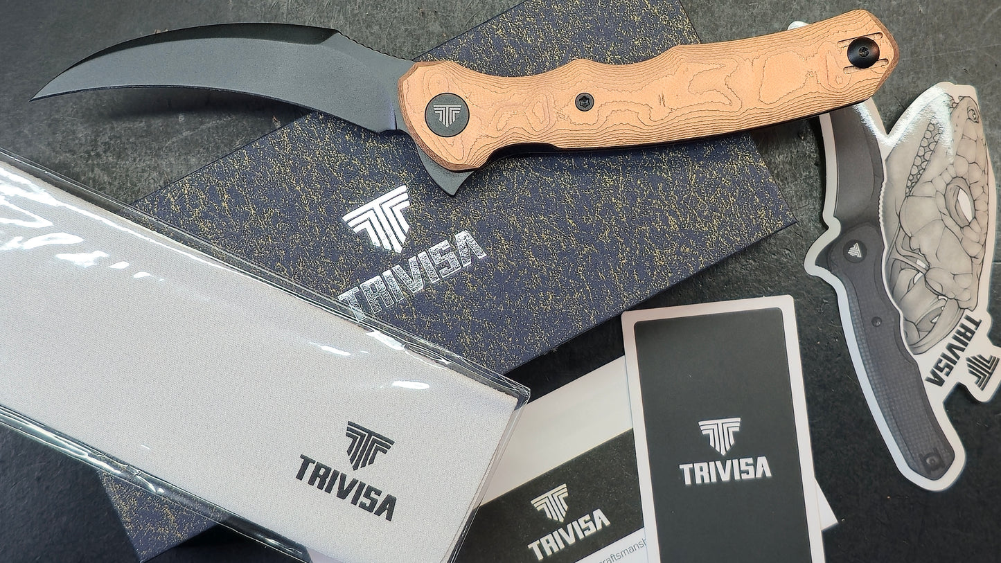 Trivisa Lacerta-CU Folding Knife Copper Foil Handle 14C28N