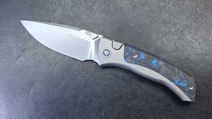 Remette RT-Steed Button FRAME LOCK Blue Carbon Fiber & Titanium Handle M390