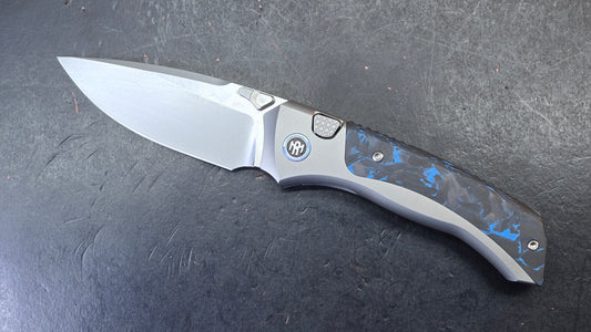 Remette RT-Steed Button FRAME LOCK Blue Carbon Fiber & Titanium Handle M390