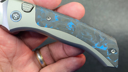Remette RT-Steed Button FRAME LOCK Blue Carbon Fiber & Titanium Handle M390