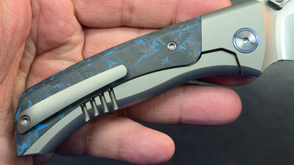 Remette RT-Steed Button FRAME LOCK Blue Carbon Fiber & Titanium Handle M390