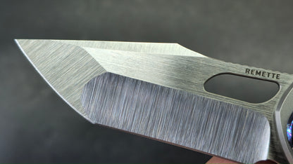 Remette Knives RT-Saker Falcon Button FRAME LOCK Titanium and Carbon Fiber Handle M390 Blade
