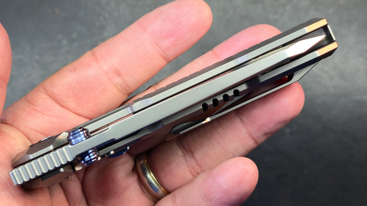 Remette RT-Cool Leopard Gray Titanium Handle M390 Blade