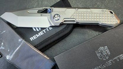 Remette RT-Cool Leopard Gray Titanium Handle M390 Blade