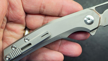 DREAMTECH D4281 Button Liner Lock Gray/Bronze Titanium M390 Blade (DISCOUNT IN CART)