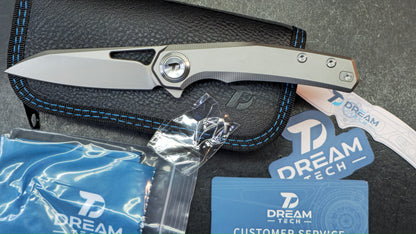 DREAMTECH D4281 Button Liner Lock Gray/Bronze Titanium M390 Blade (DISCOUNT IN CART)