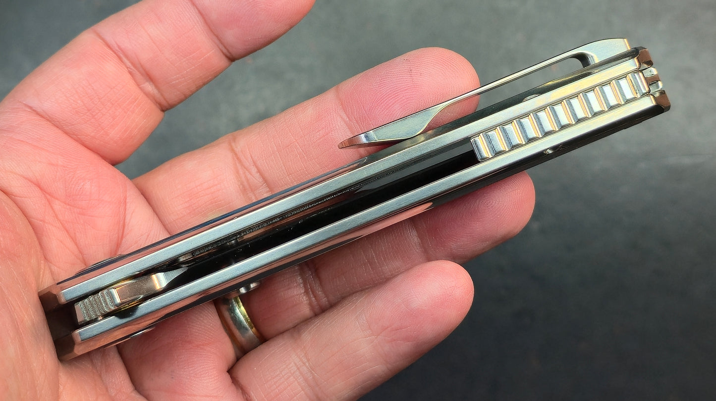 Sixleaf SL-95 Titanium Turquoise/Mother of Pearl Handle RWL34+PMC27 (SALE price in cart)