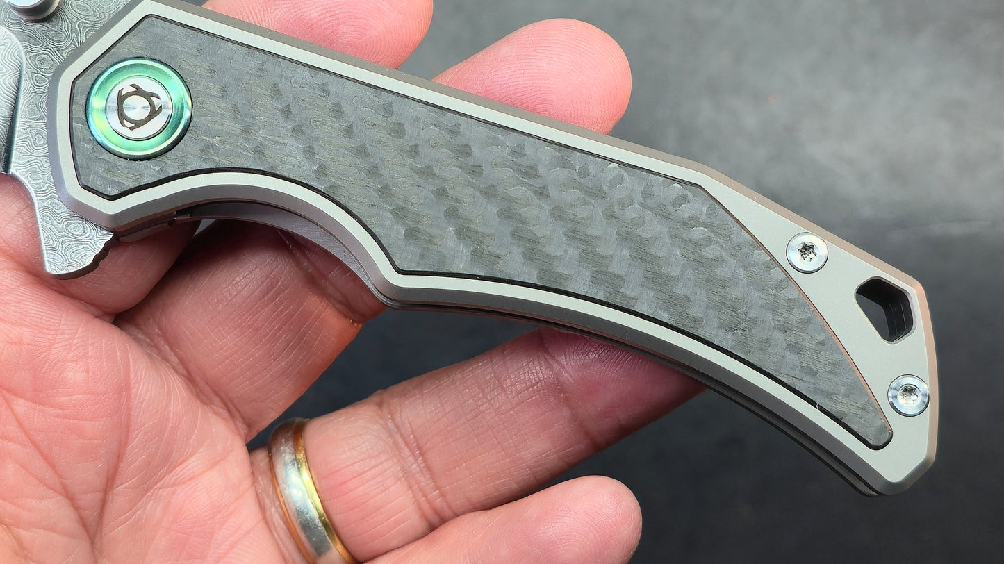 Sixleaf SL-89 Titanium Carbon Fiber Damascus VG10 (SALE price in cart)