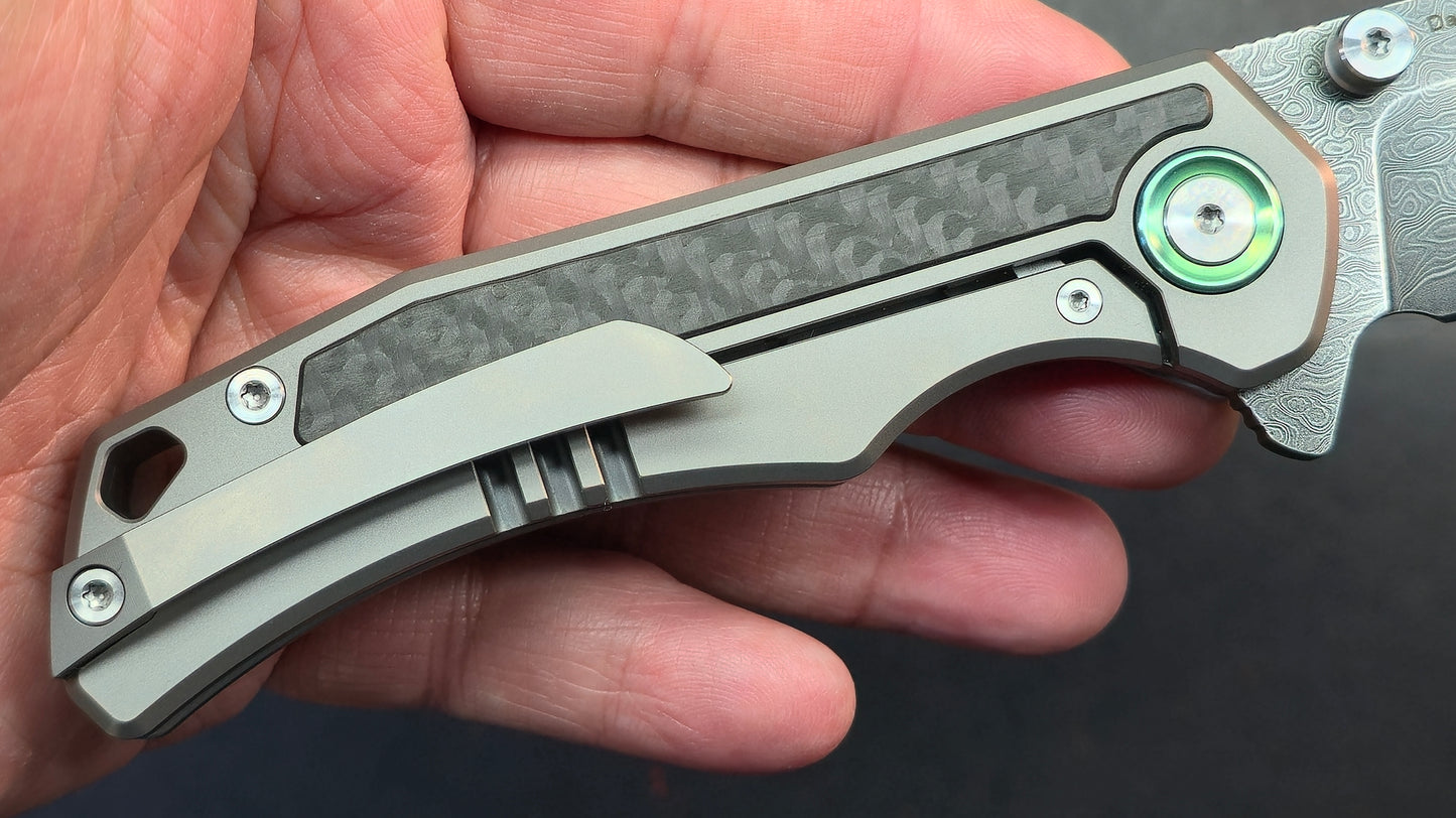 Sixleaf SL-89 Titanium Carbon Fiber Damascus VG10 (SALE price in cart)